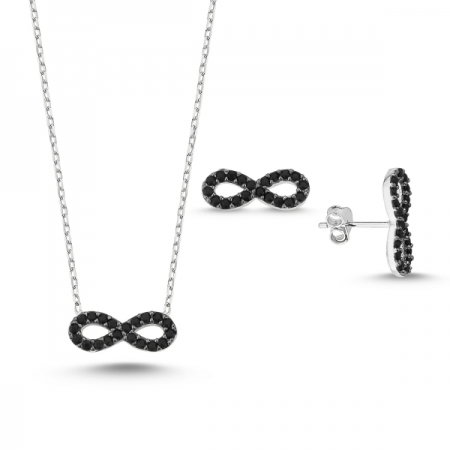 Set argint 925 rodiat cu simbolul infinit si zirconii negre- Infinite You STU0005 [0]